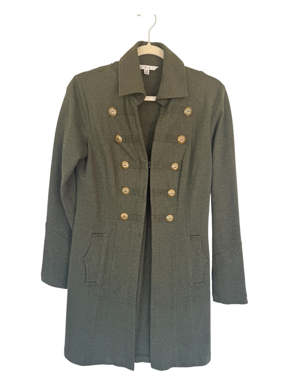 CAbi Olive Green Double-Breasted Military Pea Coat